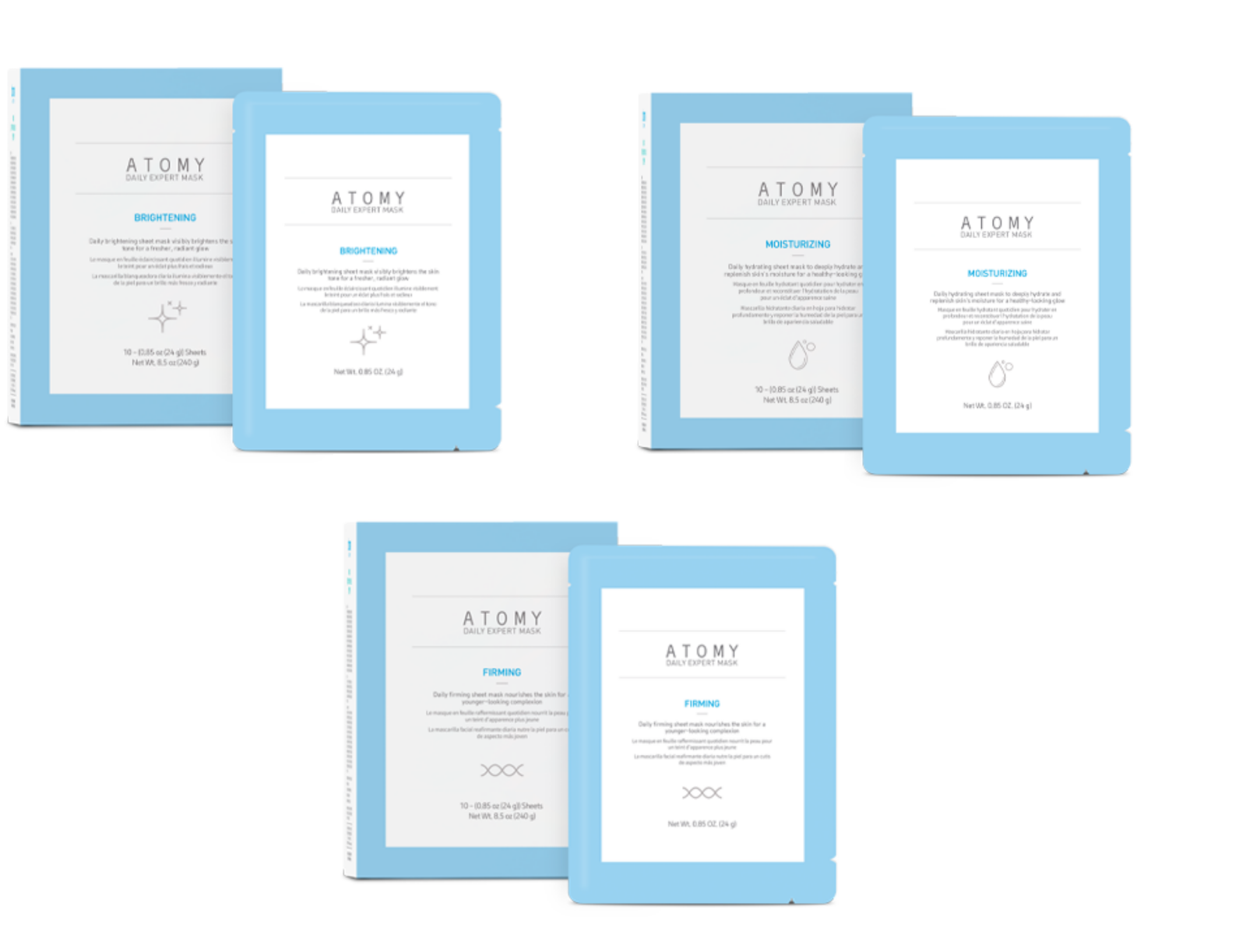 Atomy Daily Expert Mask Moisturizing Firming Brightening 3 Sheets Each Kind NEW